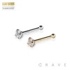 14K Gold NOSE BONE WITH PRONG SET GEM